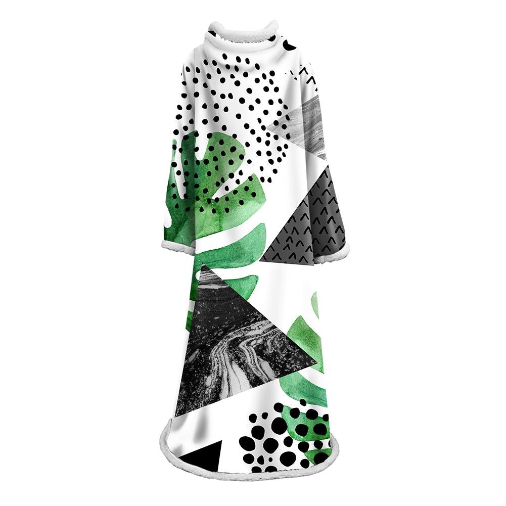 3D Digital Printed Plants Blanket With Sleeves-Leaves Blanket Robe