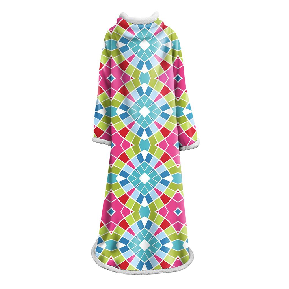 3D Digital Printed Blanket With Sleeves-Geometric Designs Blanket Robe