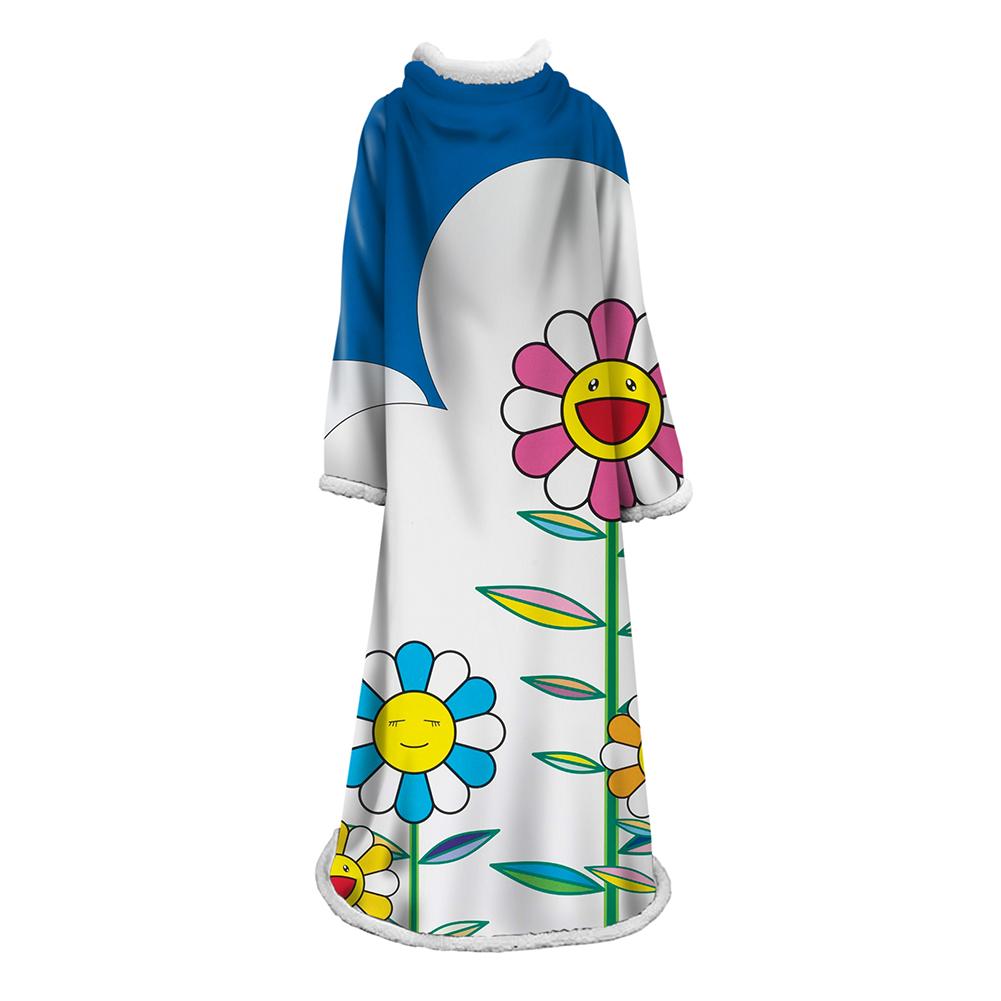 3D Digital Flower Printed Blanket With Sleeves-Cute Cartoon Blanket Robe