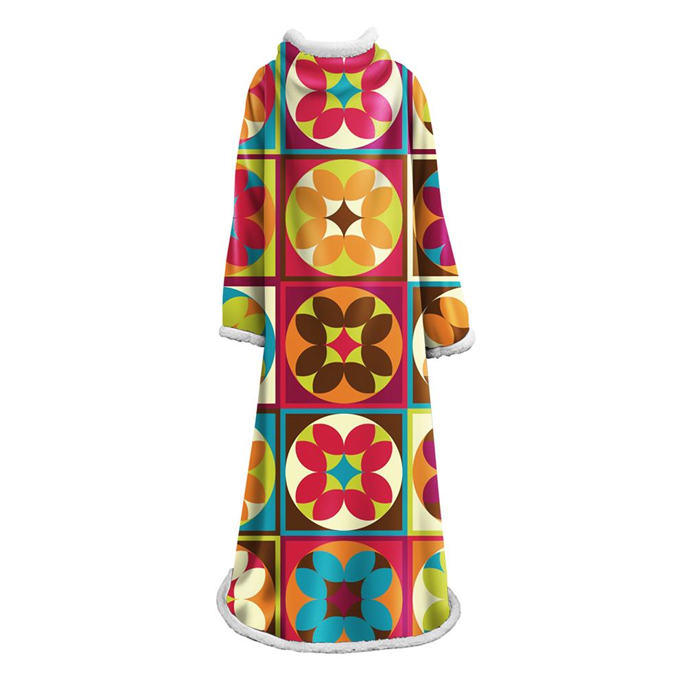 3D Digital Printed Blanket With Sleeves-Geometric Designs Blanket Robe