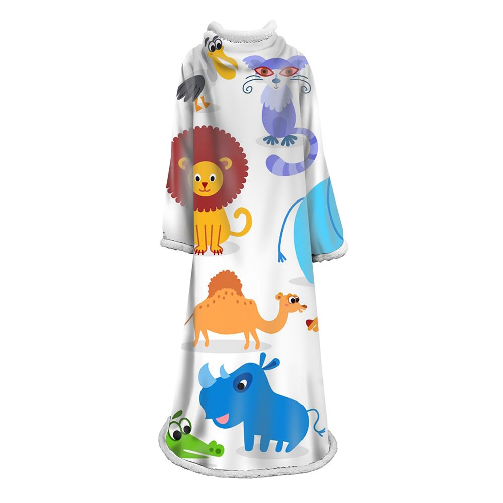 3D Digital Cartoon Printed Blanket With Sleeves-Cute Blanket Robe