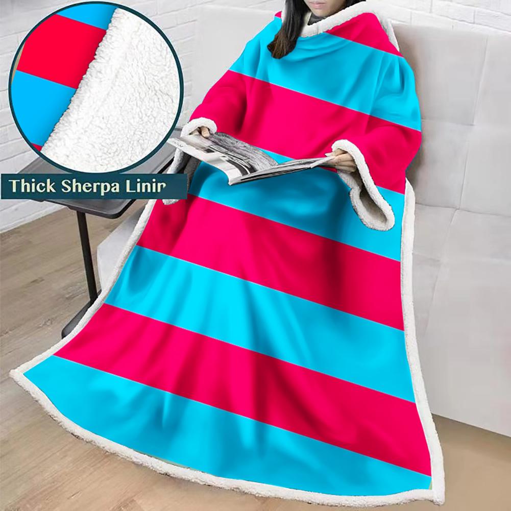 3D Digital Printed Blanket With Sleeves-Geometric Designs Blanket Robe