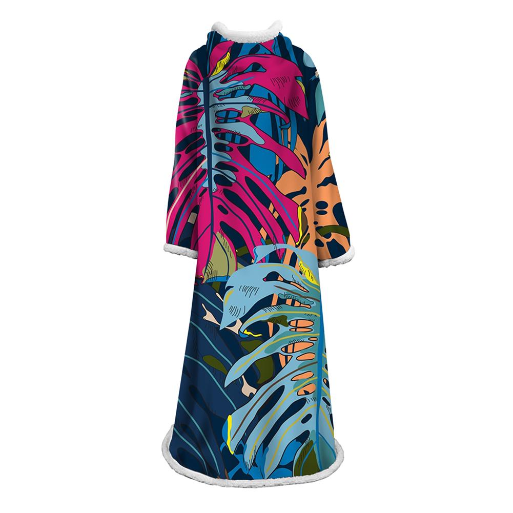 3D Digital Printed Plants Blanket With Sleeves-Leaves Blanket Robe