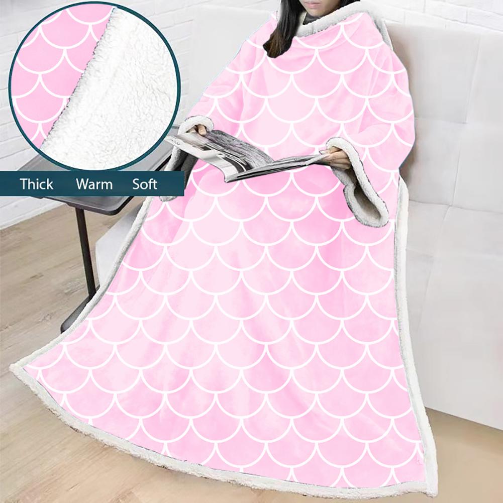 3D Digital Printed Blanket With Sleeves-Scale Blanket Robe