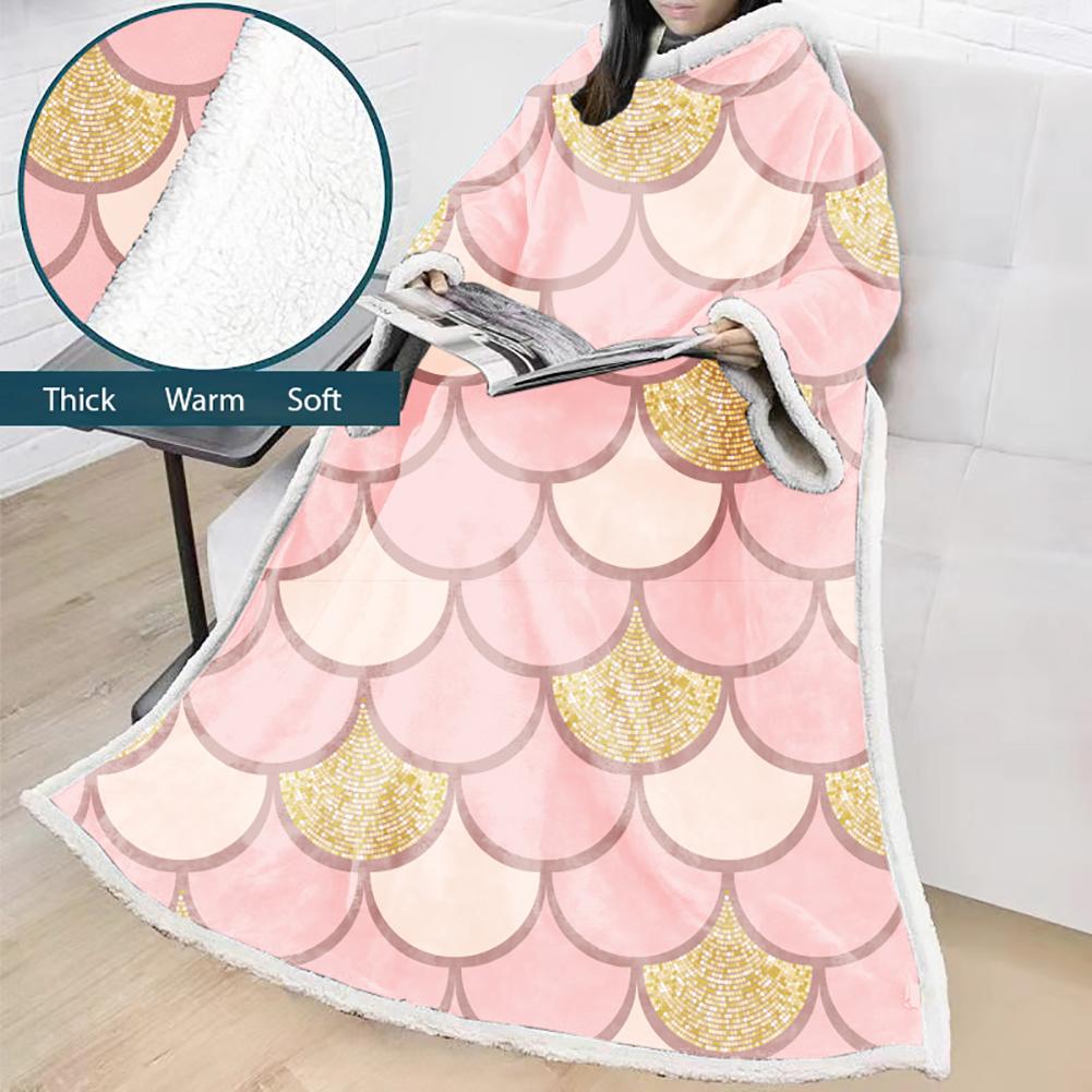 3D Digital Printed Blanket With Sleeves-Scale Blanket Robe