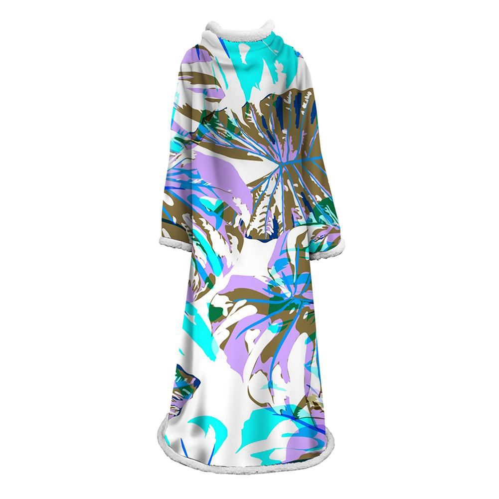 3D Digital Printed Plants Blanket With Sleeves-Leaves Blanket Robe