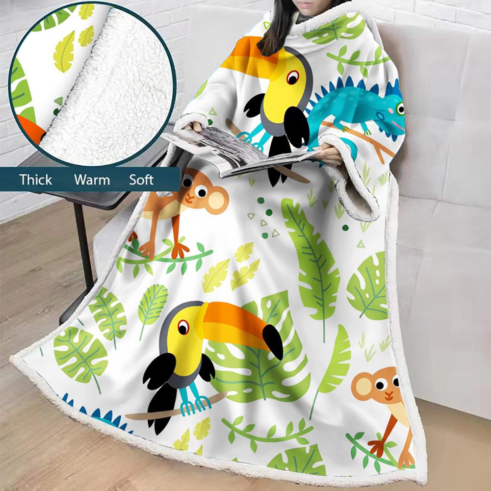 3D Digital Cartoon Printed Blanket With Sleeves-Cute Blanket Robe