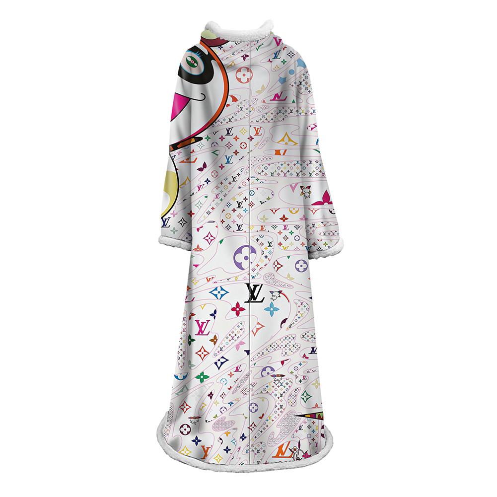 3D Digital Flower Printed Blanket With Sleeves-Cute Cartoon Blanket Robe