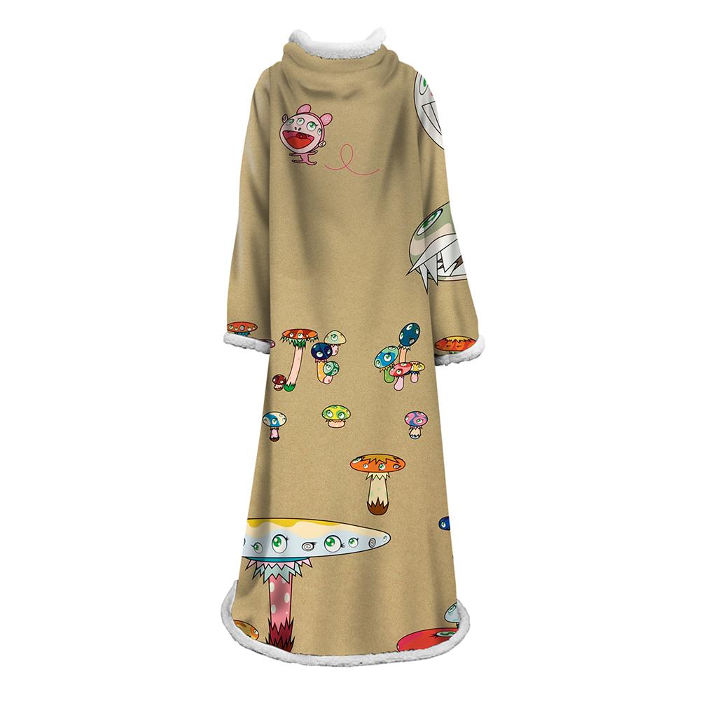 3D Digital Flower Printed Blanket With Sleeves-Cute Cartoon Blanket Robe