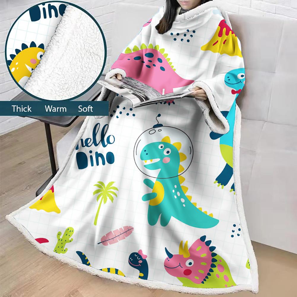 3D Digital Printed Blanket With Sleeves-Cartoon Cute Blanket Robe