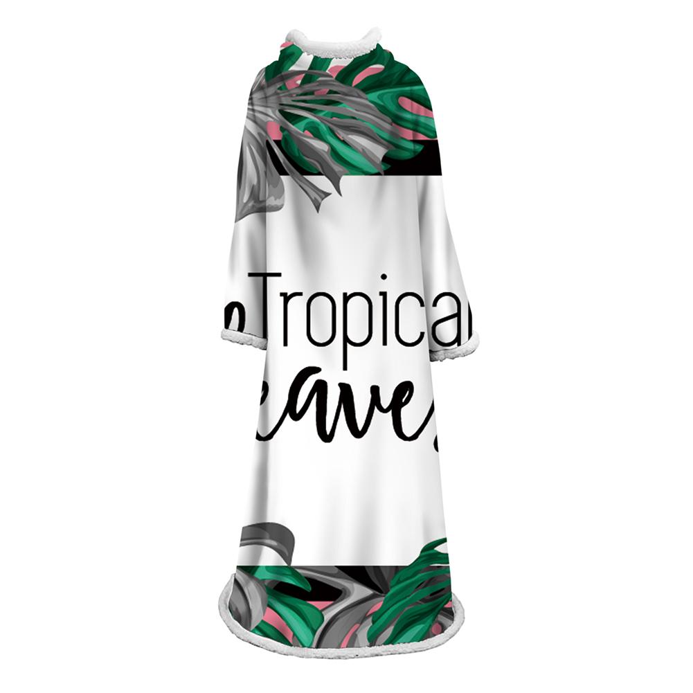 3D Digital Printed Plants Blanket With Sleeves-Leaves Blanket Robe