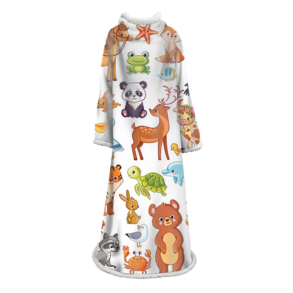 3D Digital Printed Blanket With Sleeves-Cartoon Cute Blanket Robe