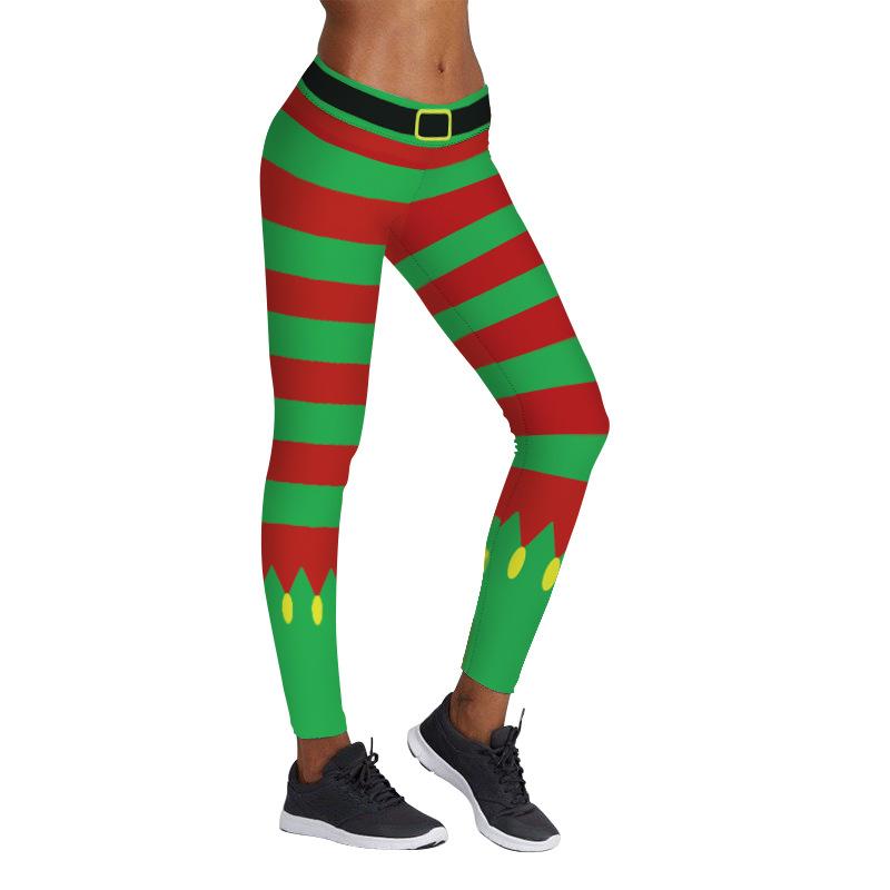 Christmas Leggings - Women 3D Xmas Theme Stripe Legging