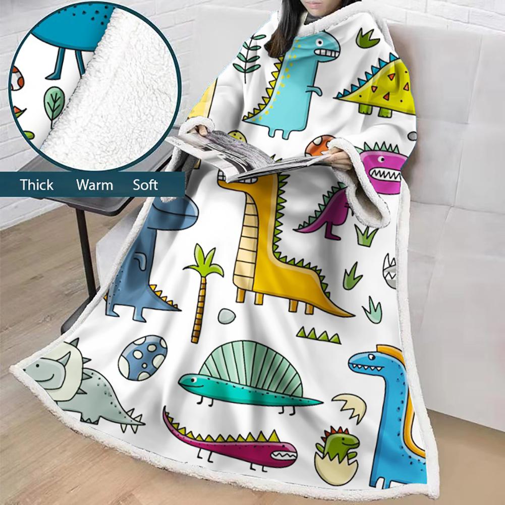 3D Digital Printed Blanket With Sleeves-Cartoon Cute Blanket Robe