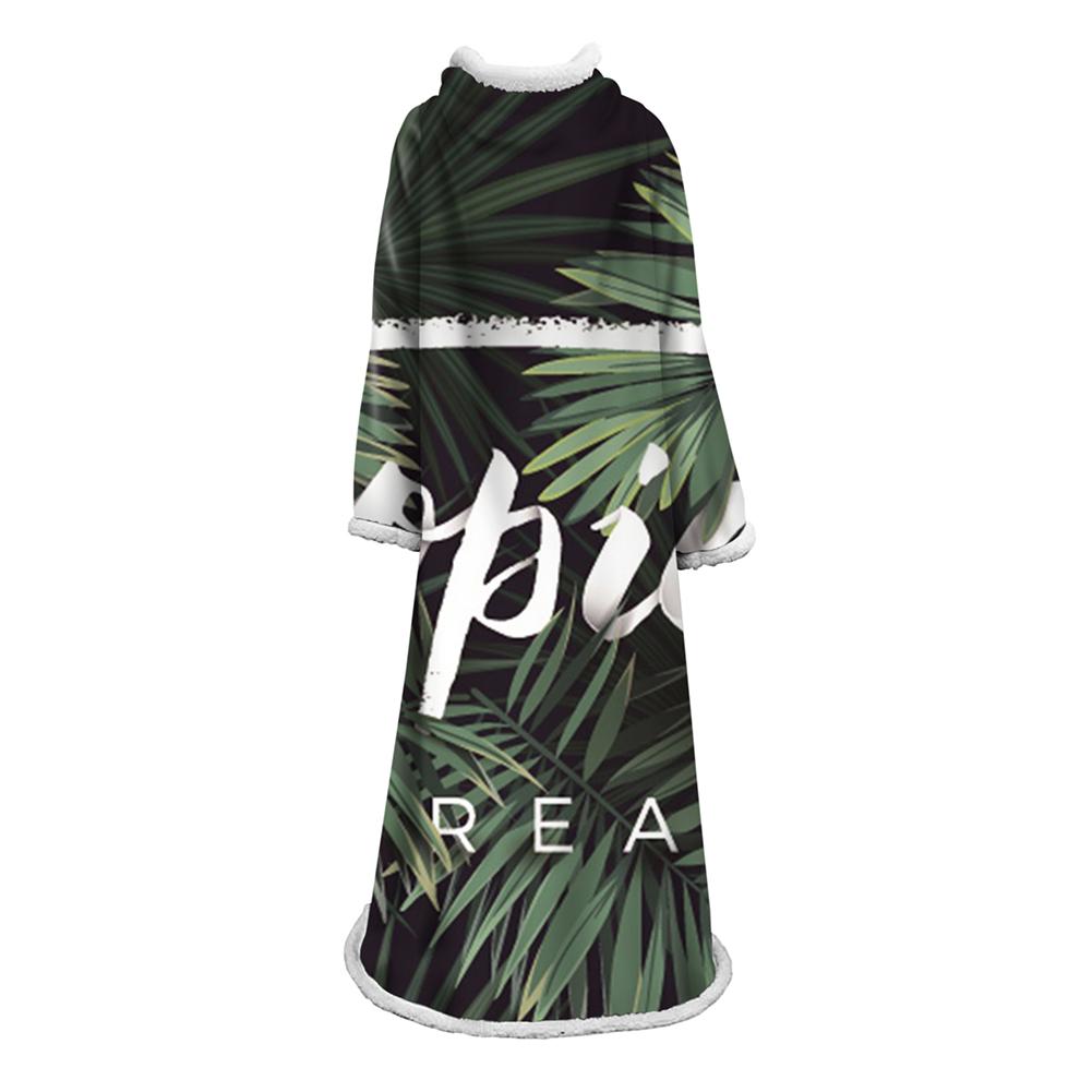 3D Digital Printed Plants Blanket With Sleeves-Leaves Blanket Robe