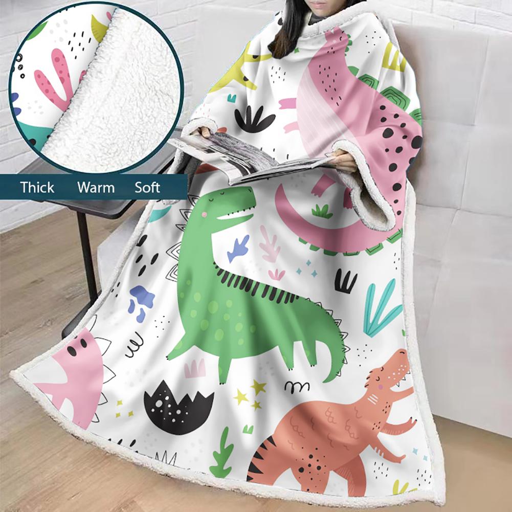 3D Digital Printed Blanket With Sleeves-Cartoon Cute Blanket Robe