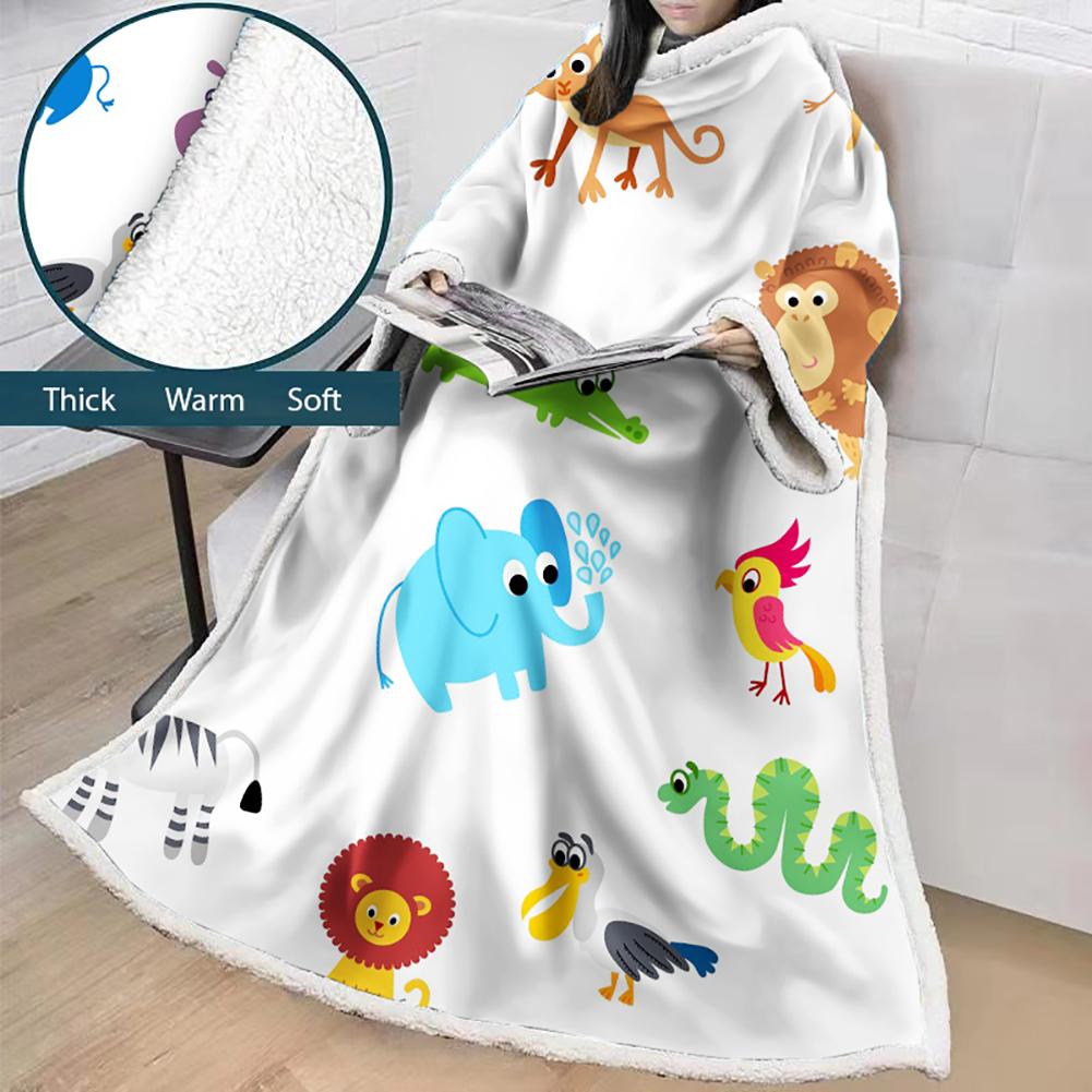 3D Digital Printed Blanket With Sleeves-Cartoon Cute Blanket Robe