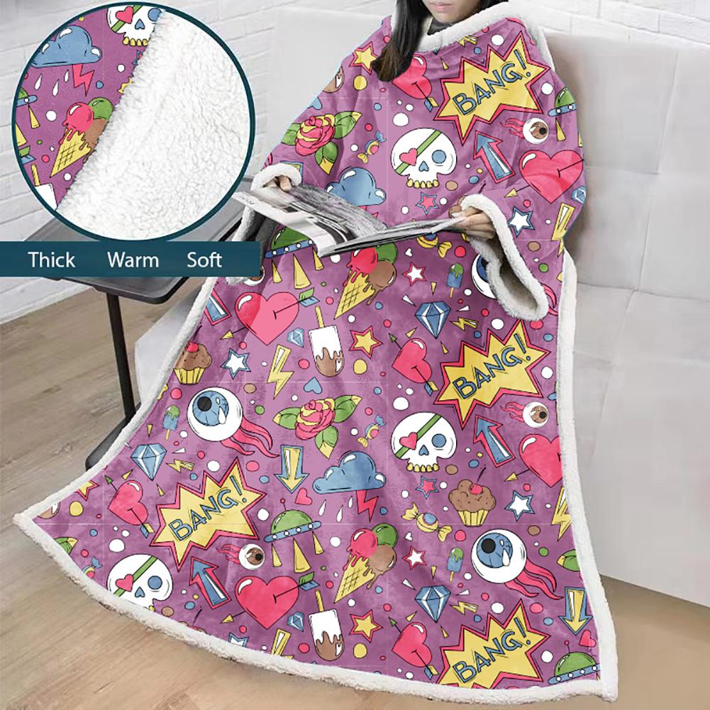 3D Digital Printed Blanket With Sleeves-Blanket Robe Halloween