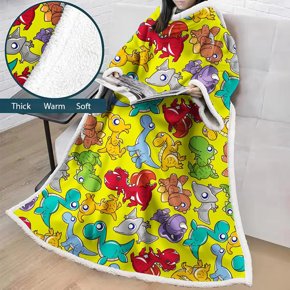 3D Digital Printed Cartoon Blanket With Sleeves-Cute Blanket Robe