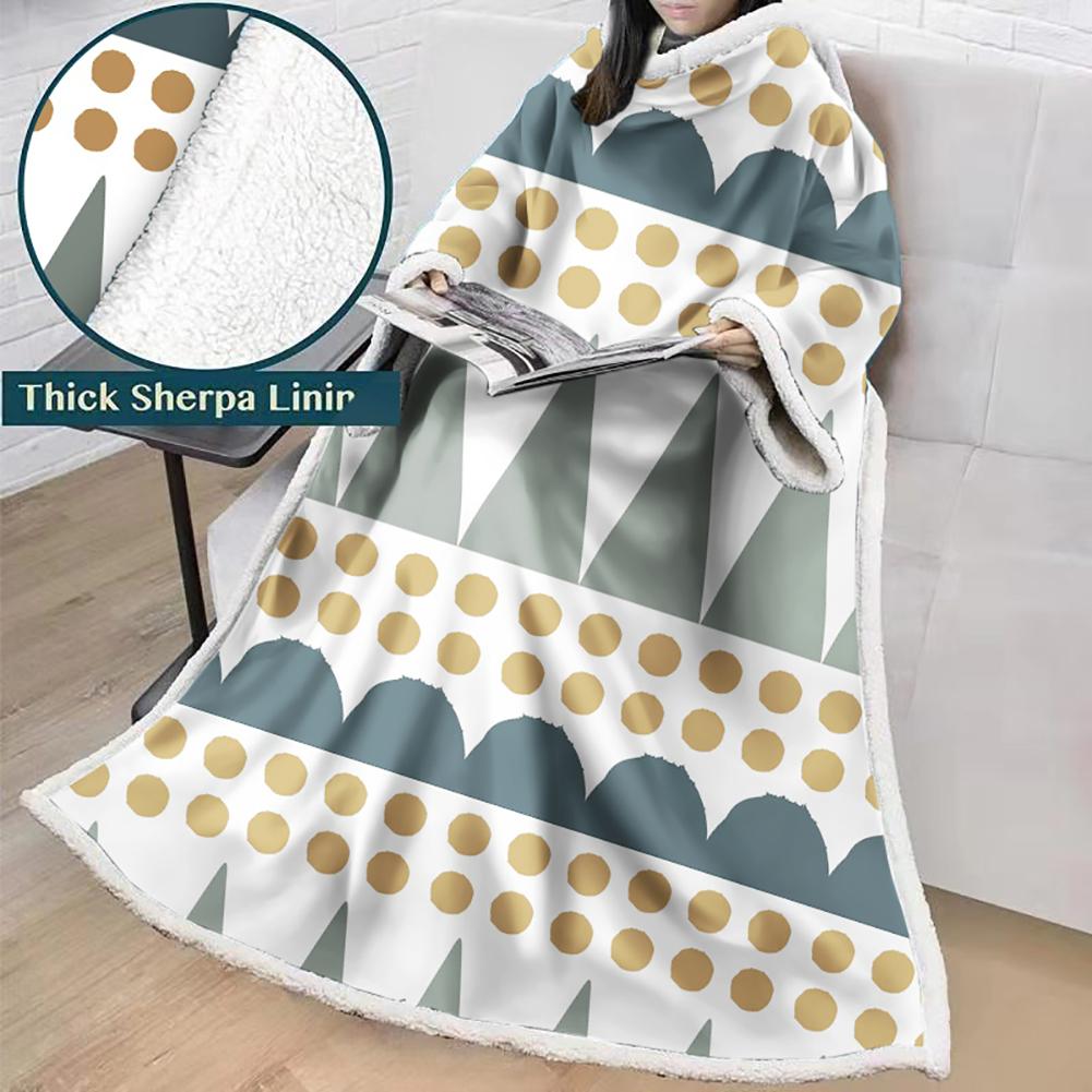 3D Digital Printed Blanket With Sleeves-Geometric Designs Blanket Robe