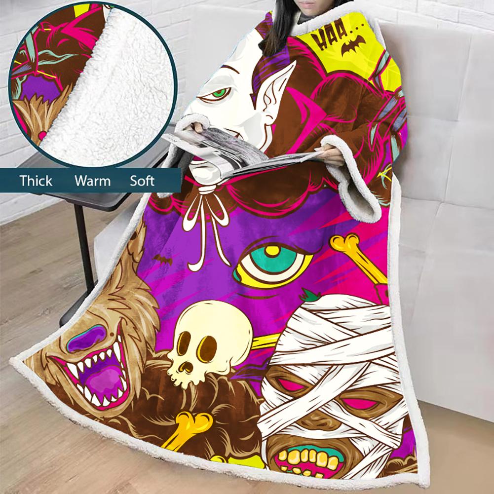 3D Digital Printed Blanket With Sleeves-Blanket Robe Halloween