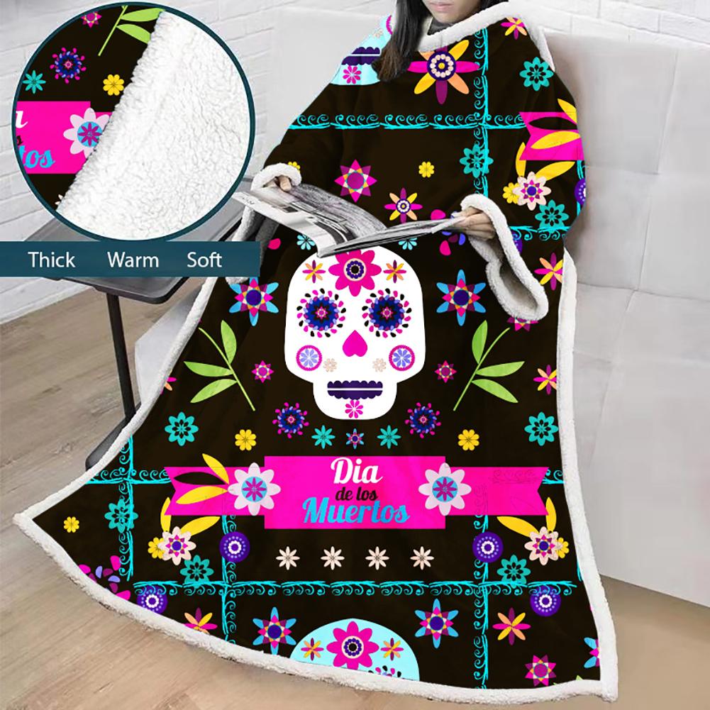 3D Digital Printed Blanket With Sleeves-Blanket Robe Halloween
