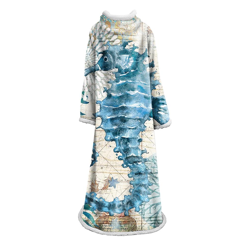 3D Digital Printed Blanket With Sleeves-Marine Animals Blanket Robe