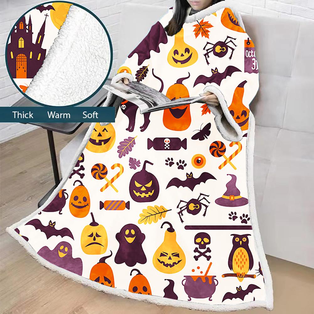 3D Digital Printed Blanket With Sleeves-Blanket Robe Halloween