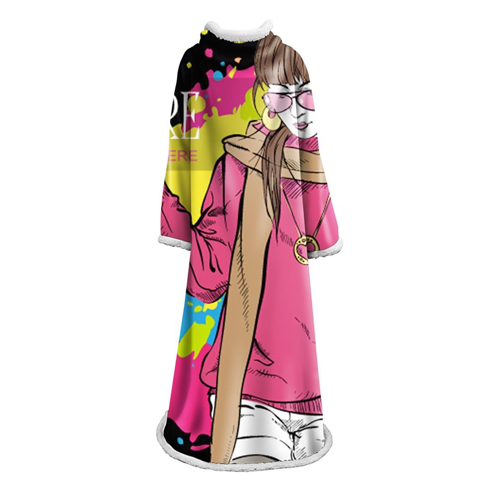 3D Digital Fashion Printed Blanket With Sleeves-Graffiti Blanket Robe