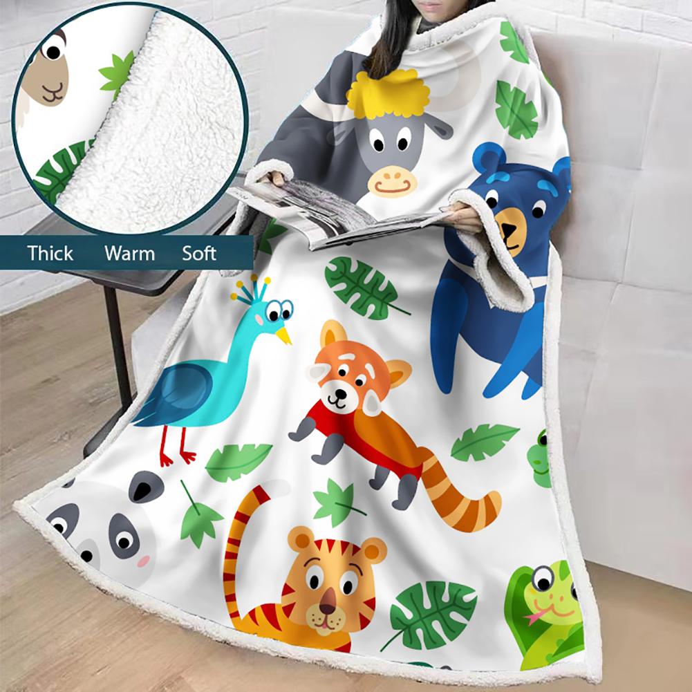 3D Digital Printed Blanket With Sleeves-Cartoon Cute Blanket Robe