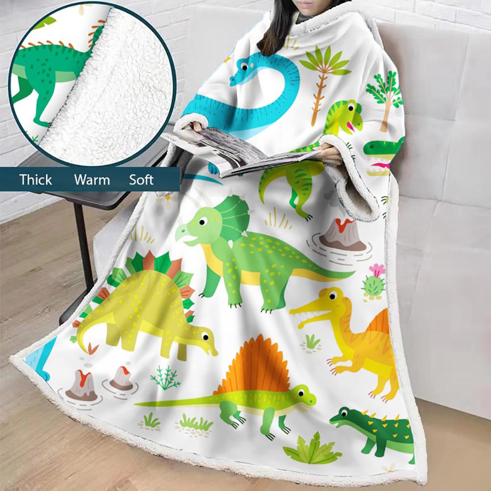 3D Digital Printed Blanket With Sleeves-Cartoon Cute Blanket Robe