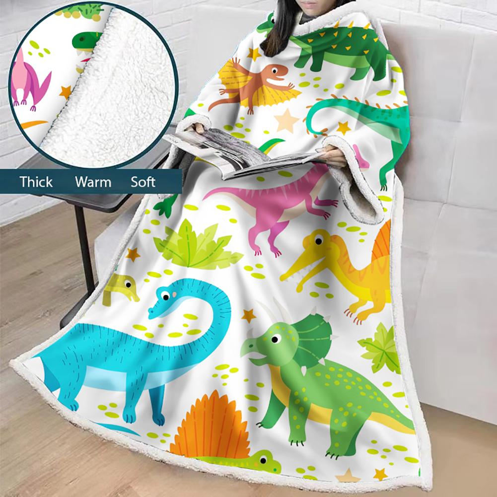 3D Digital Printed Blanket With Sleeves-Cartoon Cute Blanket Robe