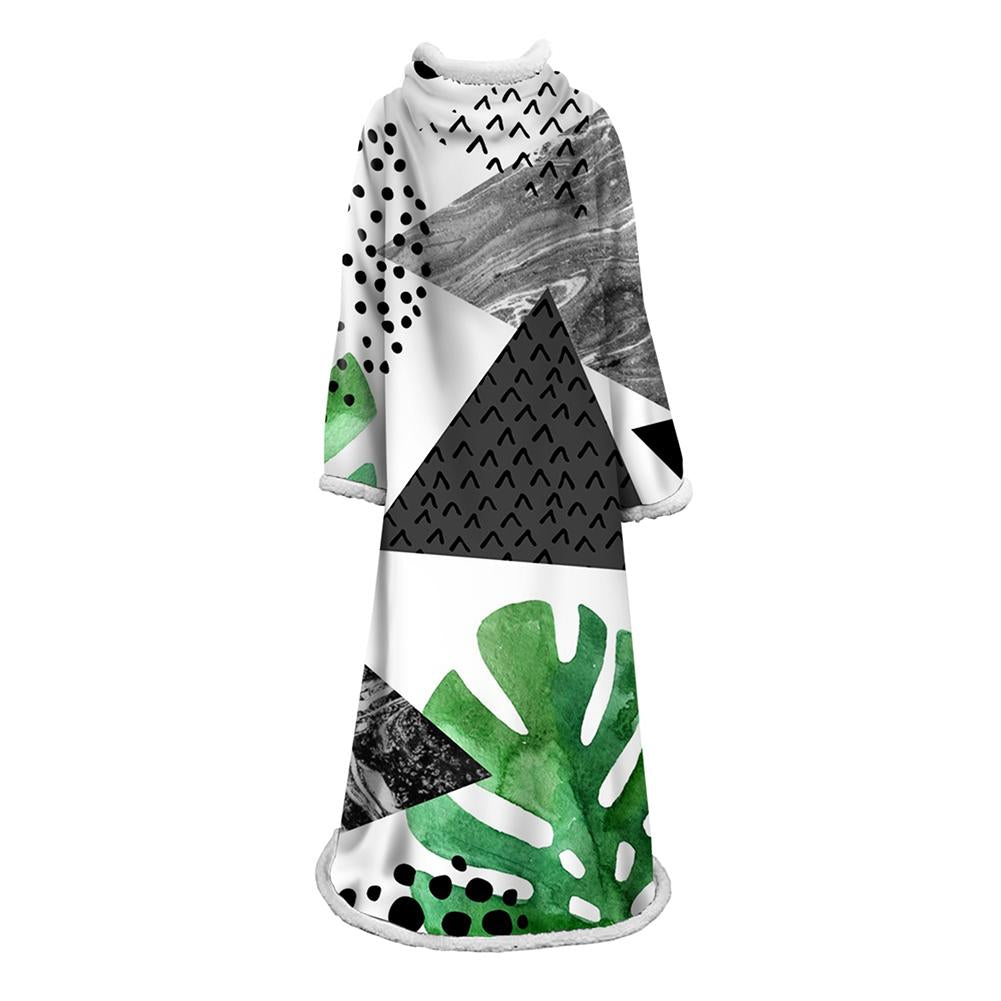 3D Digital Printed Plants Blanket With Sleeves-Leaves Blanket Robe