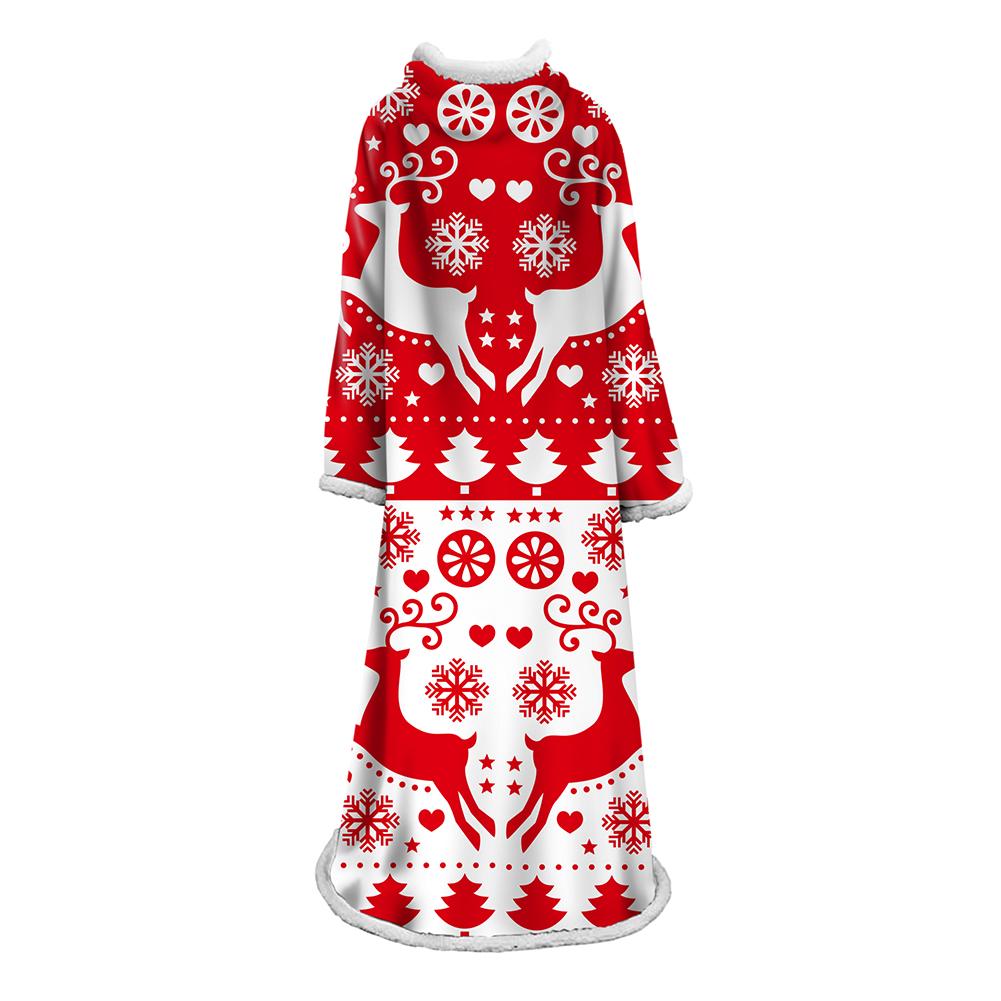 3D Digital Printed Blanket With Sleeves-Christmas Series Blanket Robe