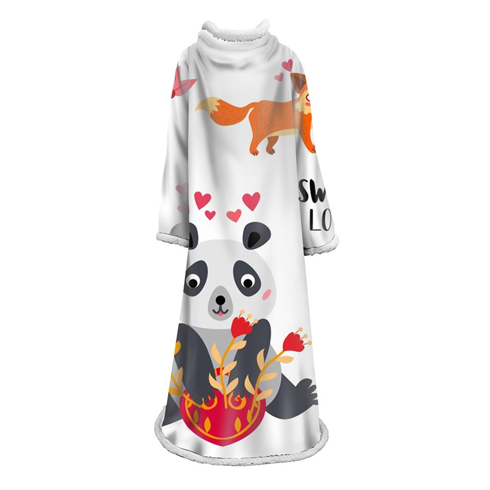 3D Digital Printed Blanket With Sleeves-Cartoon Cute Blanket Robe