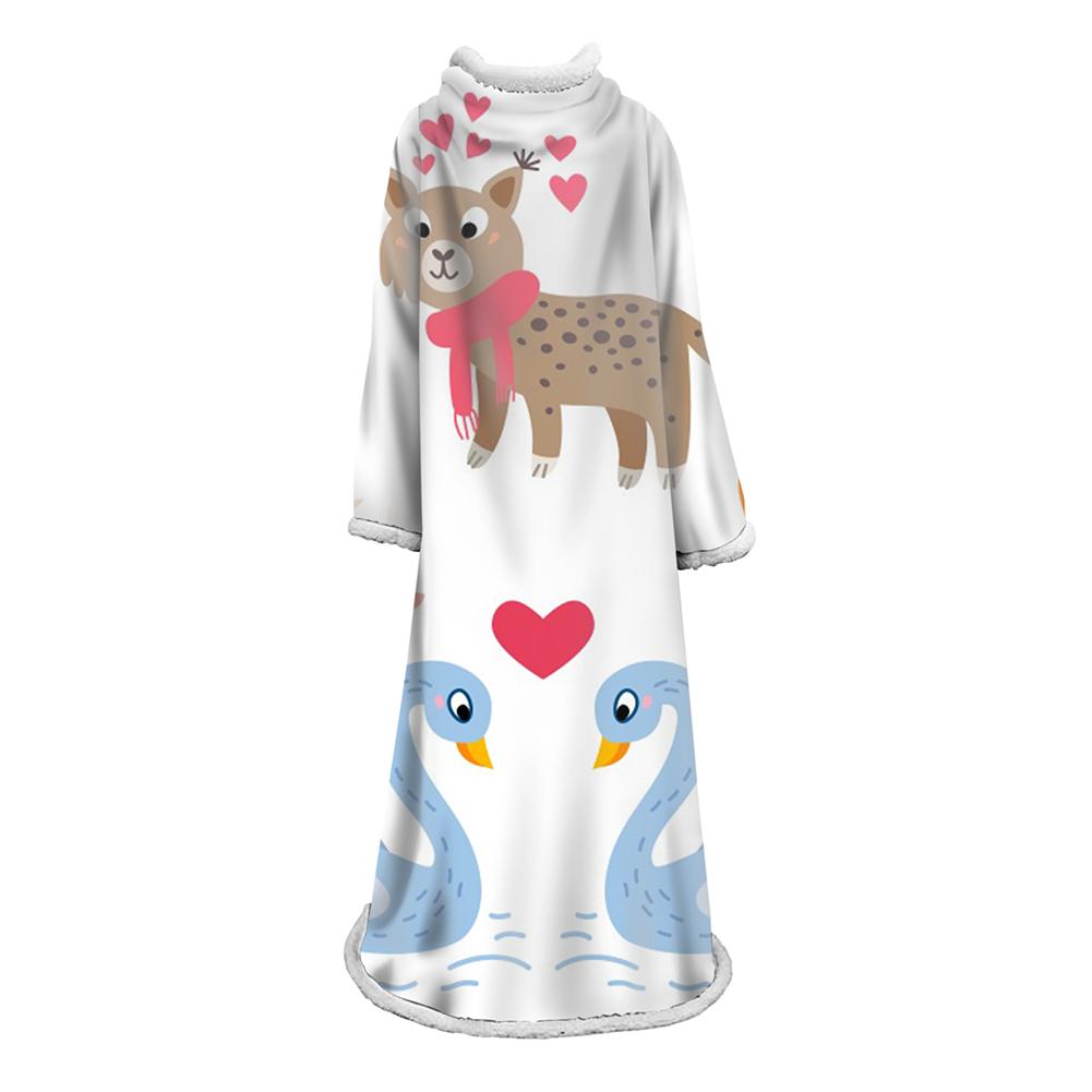 3D Digital Printed Blanket With Sleeves-Cartoon Cute Blanket Robe