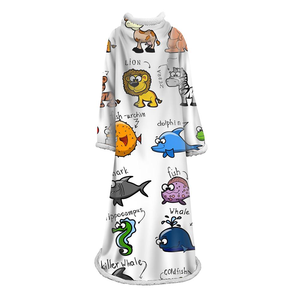 3D Digital Printed Cartoon Blanket With Sleeves-Cute Blanket Robe