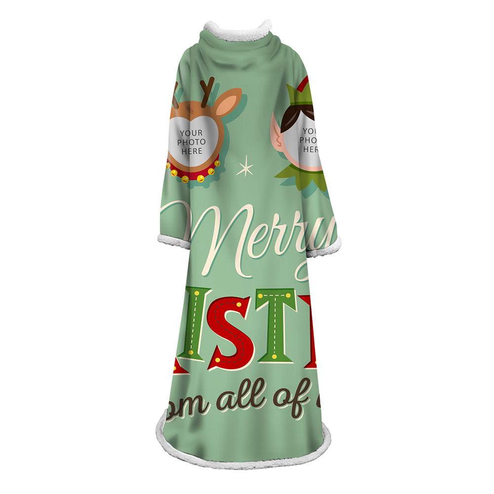 3D Digital Printed Blanket With Sleeves-Christmas Series Blanket Robe
