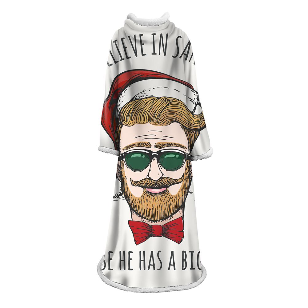 3D Digital Printed Blanket With Sleeves-Christmas Series Blanket Robe