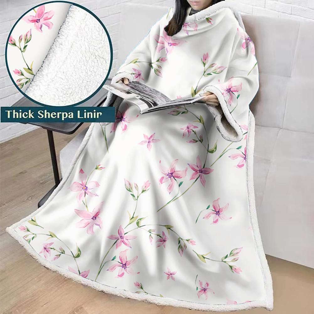 3D Digital Printed Blanket With Sleeves-Geometric Designs Blanket Robe
