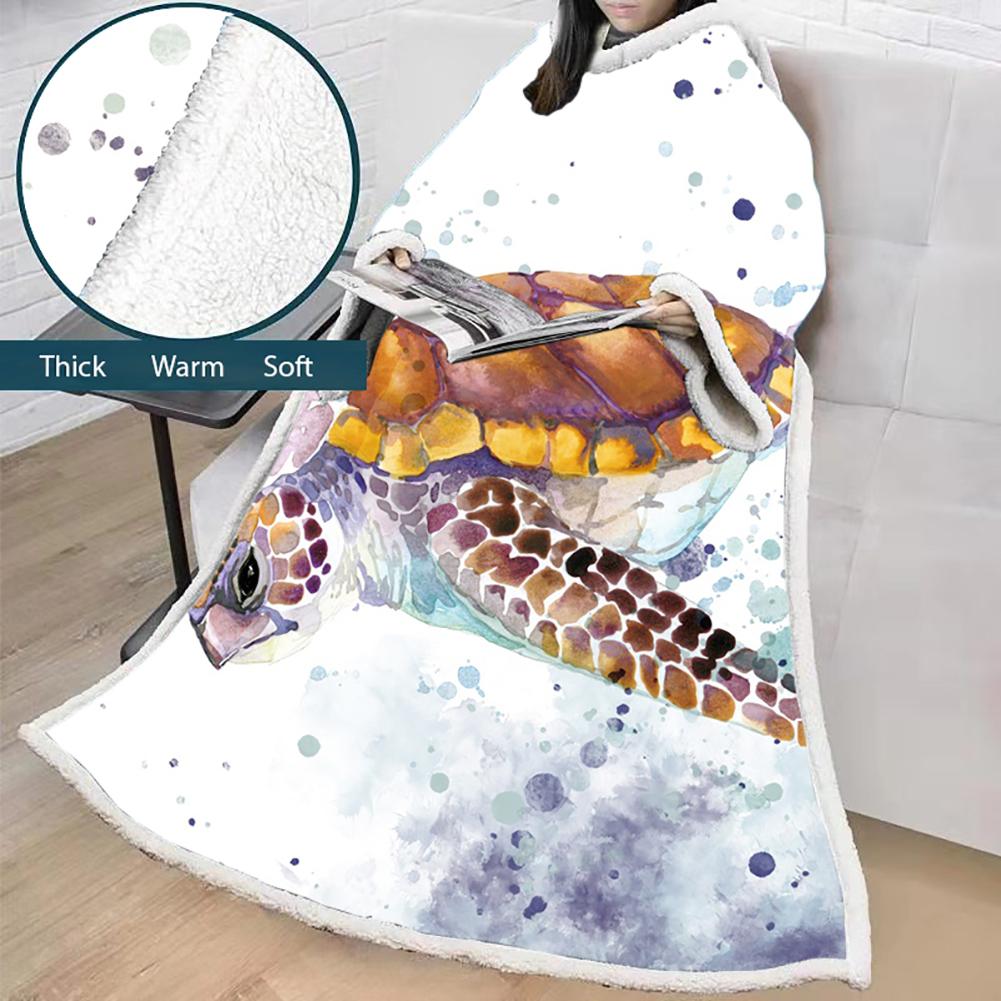 3D Digital Printed Blanket With Sleeves-Marine Animals Blanket Robe