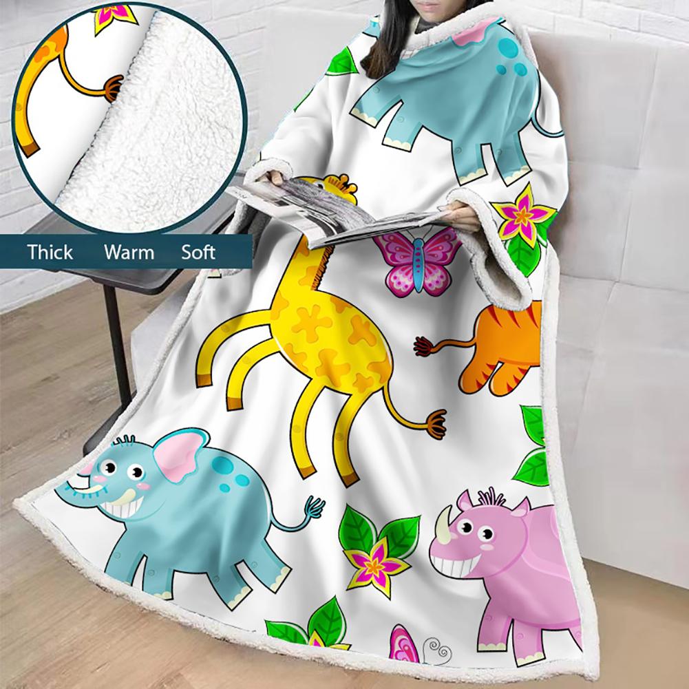 3D Digital Printed Cartoon Blanket With Sleeves-Cute Blanket Robe