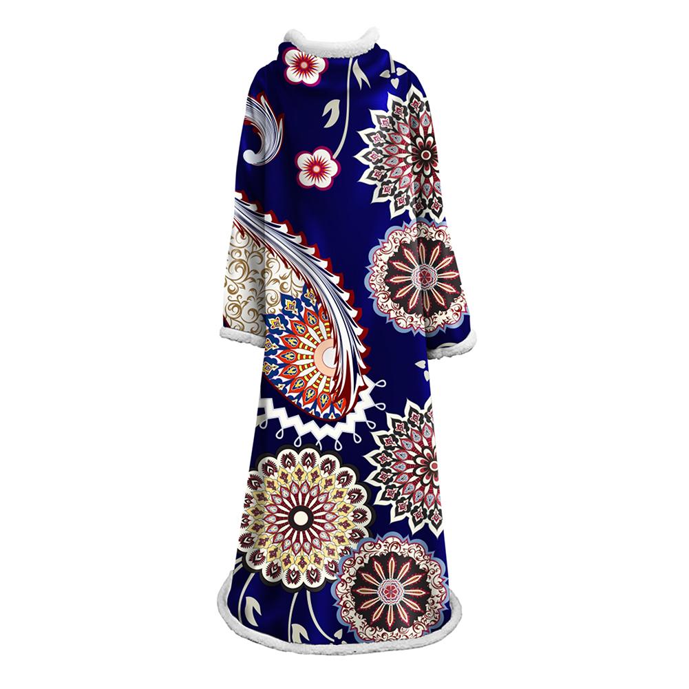 3D Digital Printed Blanket With Sleeves-Geometric Designs Blanket Robe
