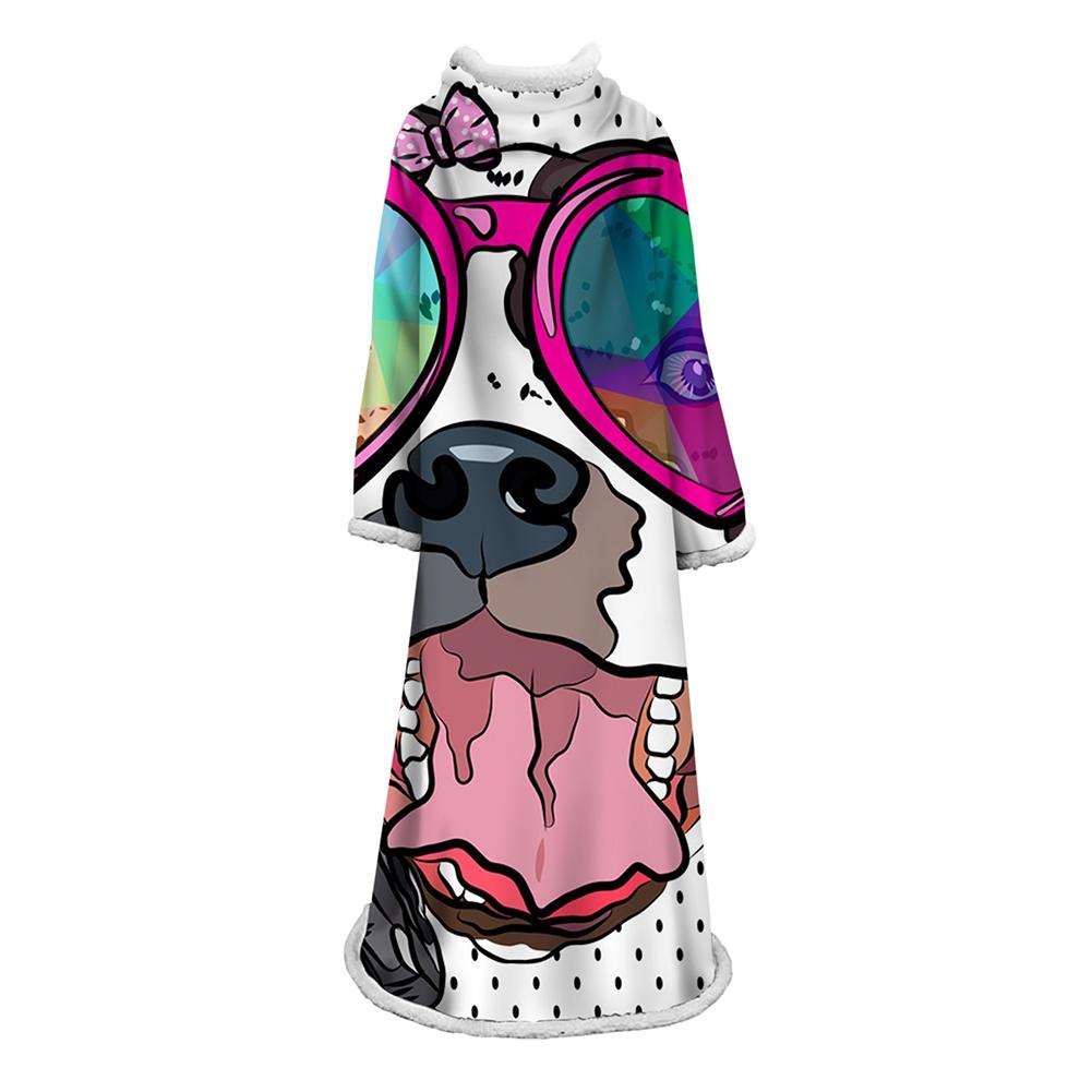 3D Digital Printed Skull Blanket With Sleeves-Horror Blanket Robe