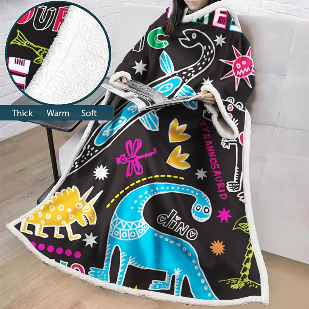 3D Digital Printed Cartoon Blanket With Sleeves-Cute Blanket Robe