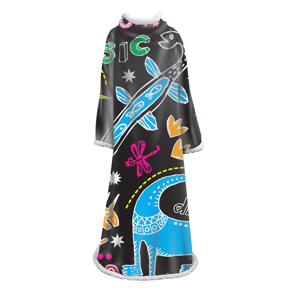 3D Digital Printed Cartoon Blanket With Sleeves-Cute Blanket Robe
