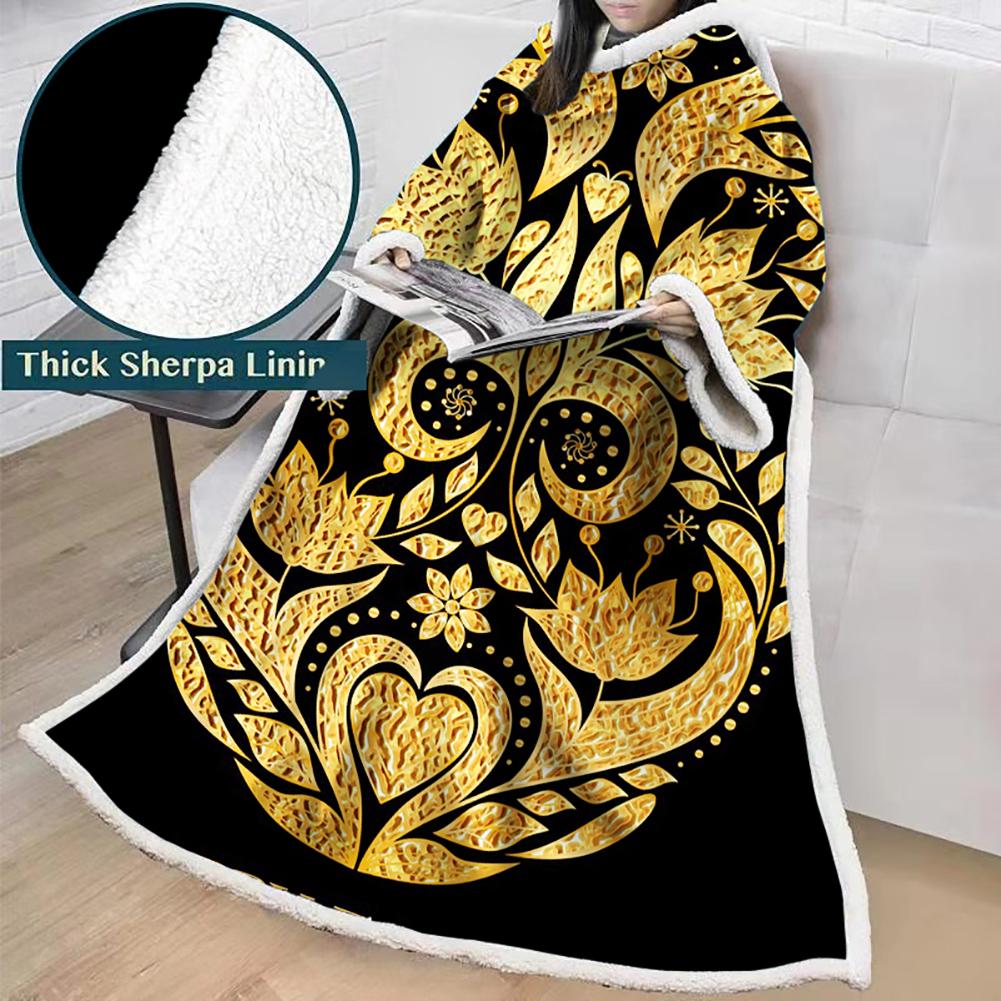 3D Digital Printed Skull Blanket With Sleeves-Horror Blanket Robe