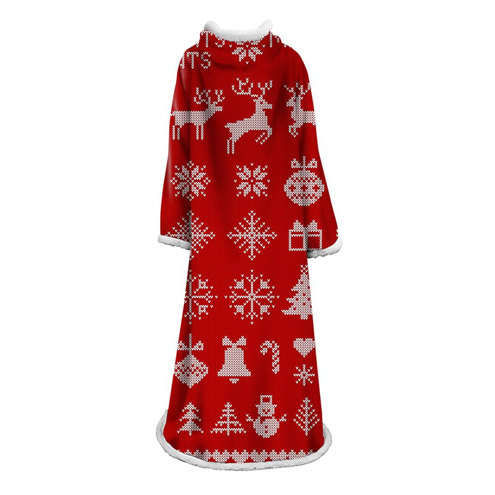3D Digital Printed Blanket With Sleeves-Christmas Series Blanket Robe