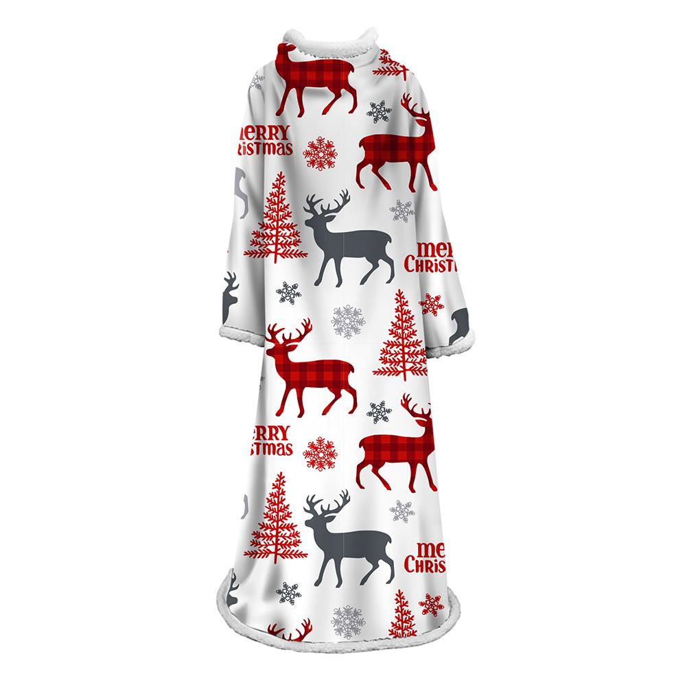 3D Digital Printed Blanket With Sleeves-Christmas Series Blanket Robe