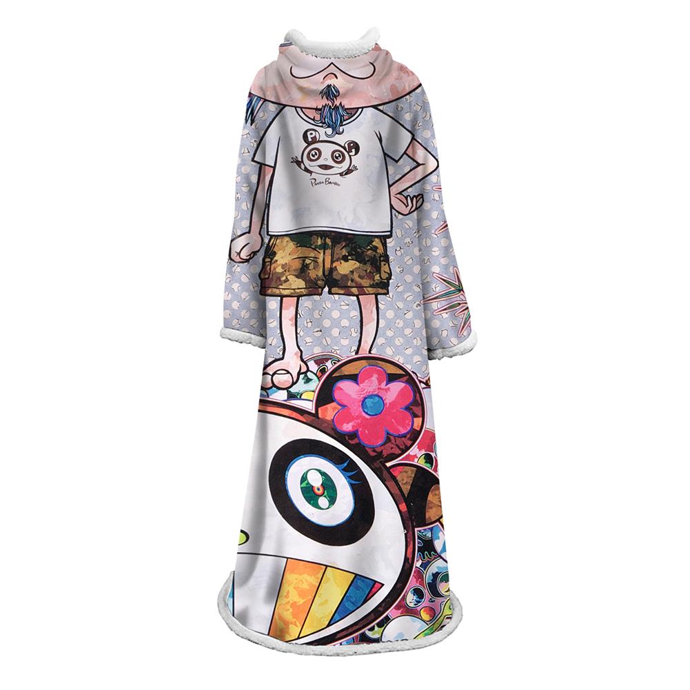 3D Digital Flower Printed Blanket With Sleeves-Cute Cartoon Blanket Robe